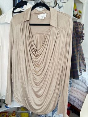 Anthropologie Draped Collar Long-sleeve blouse size M